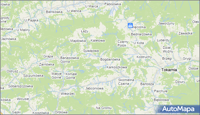 mapa Bogdanówka gmina Tokarnia, Bogdanówka gmina Tokarnia na mapie Targeo