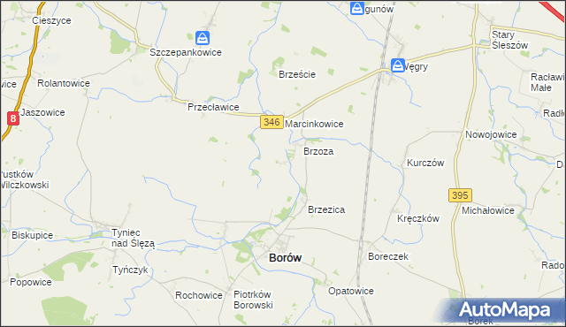 mapa Boguszyce gmina Borów, Boguszyce gmina Borów na mapie Targeo