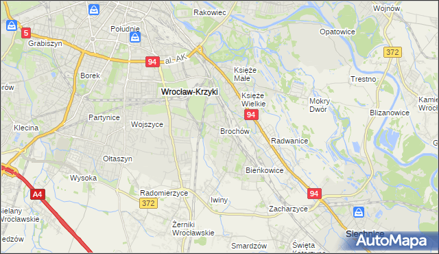 mapa Brochów gmina Wrocław, Brochów gmina Wrocław na mapie Targeo