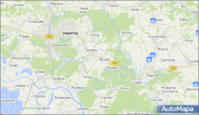 mapa Brodła, Brodła na mapie Targeo