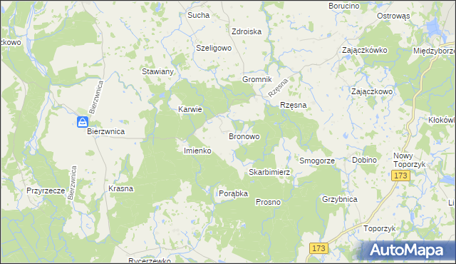 mapa Bronowo gmina Połczyn-Zdrój, Bronowo gmina Połczyn-Zdrój na mapie Targeo