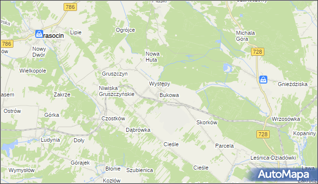 mapa Bukowa gmina Krasocin, Bukowa gmina Krasocin na mapie Targeo