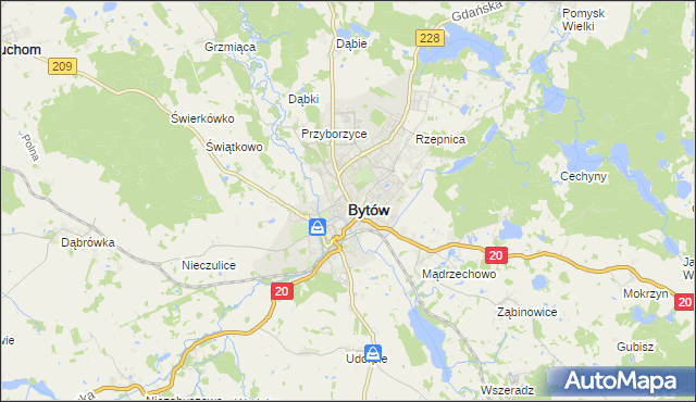 mapa Bytów, Bytów na mapie Targeo