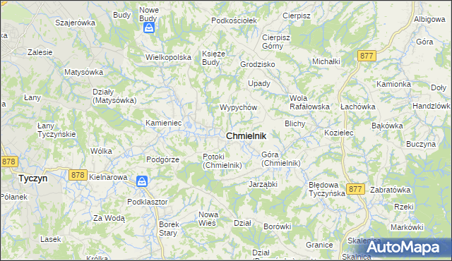 mapa Chmielnik powiat rzeszowski, Chmielnik powiat rzeszowski na mapie Targeo