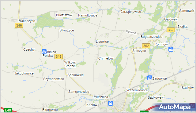 mapa Chmielów gmina Kostomłoty, Chmielów gmina Kostomłoty na mapie Targeo