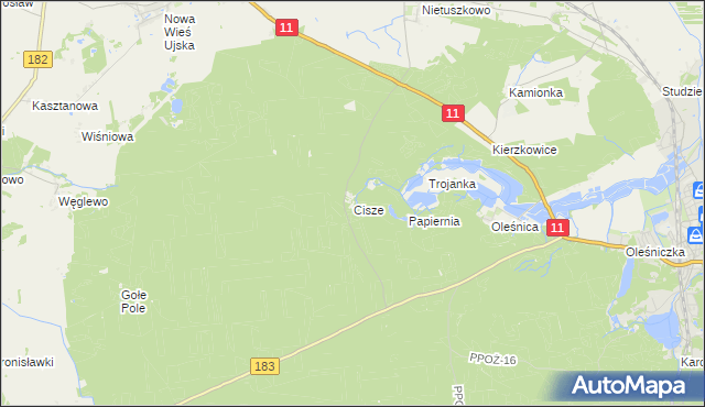 mapa Cisze, Cisze na mapie Targeo