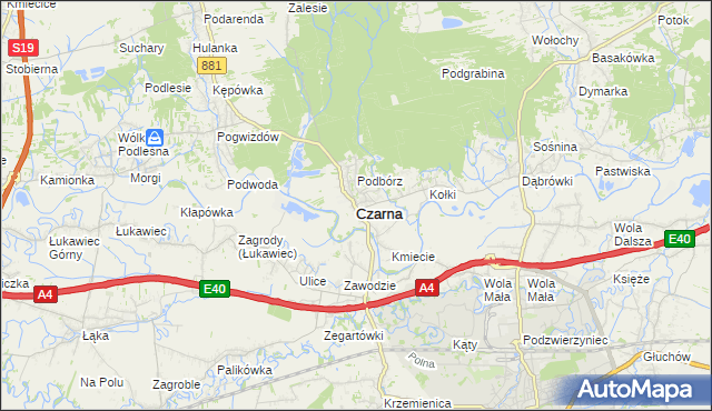 mapa Czarna powiat łańcucki, Czarna powiat łańcucki na mapie Targeo