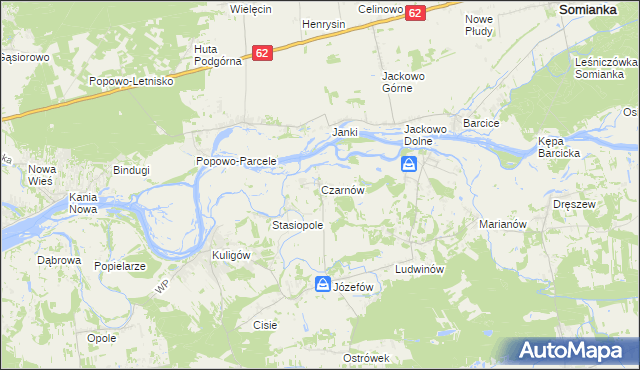 mapa Czarnów gmina Dąbrówka, Czarnów gmina Dąbrówka na mapie Targeo