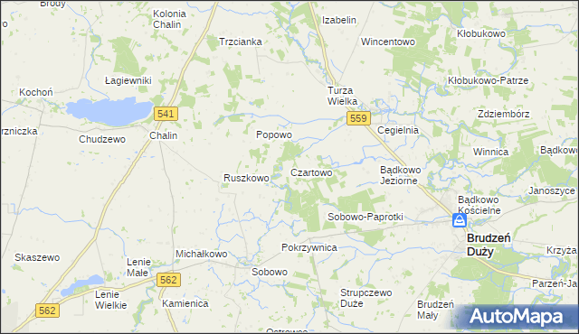 mapa Czartowo gmina Dobrzyń nad Wisłą, Czartowo gmina Dobrzyń nad Wisłą na mapie Targeo