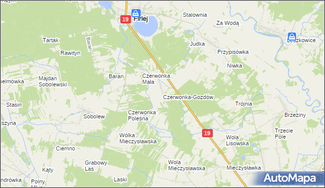mapa Czerwonka-Gozdów, Czerwonka-Gozdów na mapie Targeo