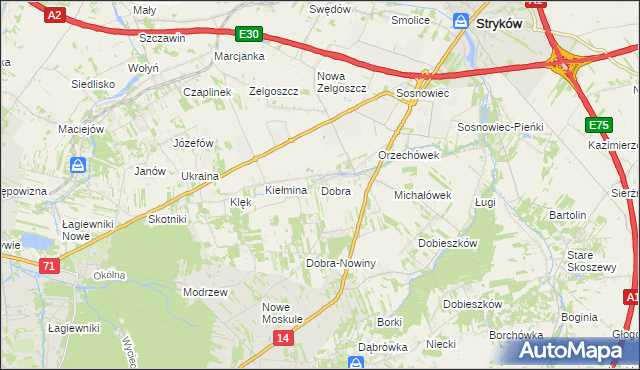 mapa Dobra gmina Stryków, Dobra gmina Stryków na mapie Targeo