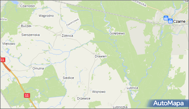 mapa Drawień, Drawień na mapie Targeo