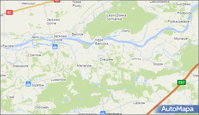 mapa Dręszew, Dręszew na mapie Targeo