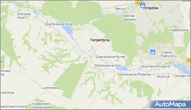 mapa Dzierzkowice-Rynek, Dzierzkowice-Rynek na mapie Targeo