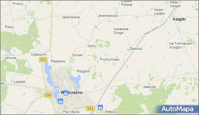 mapa Frydrychowo gmina Ryńsk, Frydrychowo gmina Ryńsk na mapie Targeo