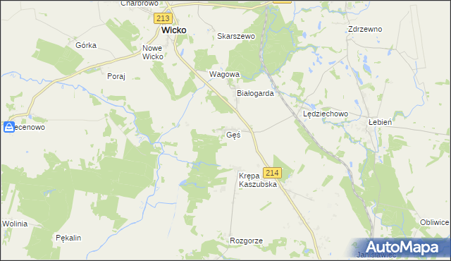 mapa Gęś gmina Wicko, Gęś gmina Wicko na mapie Targeo