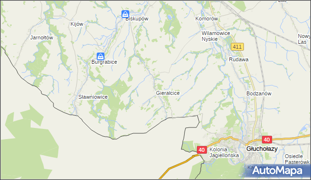 mapa Gierałcice gmina Głuchołazy, Gierałcice gmina Głuchołazy na mapie Targeo