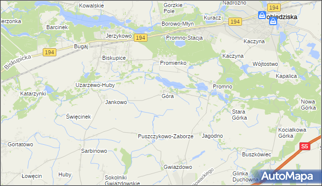 mapa Góra gmina Pobiedziska, Góra gmina Pobiedziska na mapie Targeo