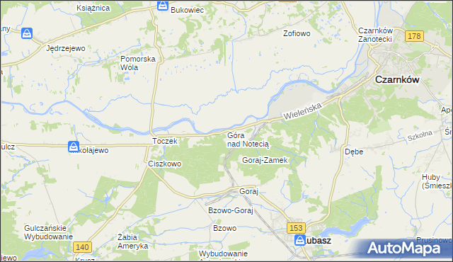 mapa Góra nad Notecią, Góra nad Notecią na mapie Targeo