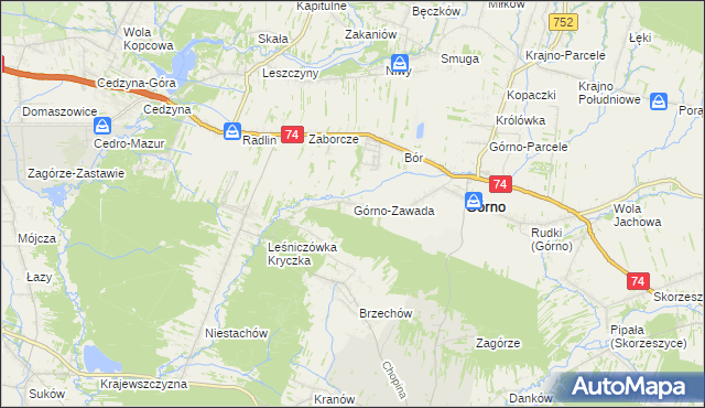 mapa Górno-Zawada, Górno-Zawada na mapie Targeo