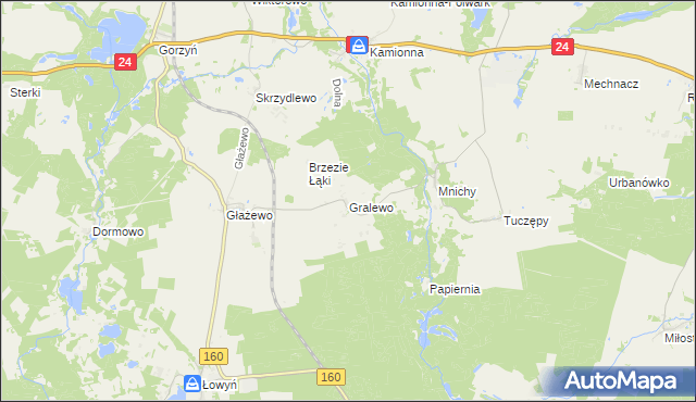 mapa Gralewo gmina Międzychód, Gralewo gmina Międzychód na mapie Targeo