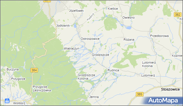 mapa Grodziszcze gmina Stoszowice, Grodziszcze gmina Stoszowice na mapie Targeo