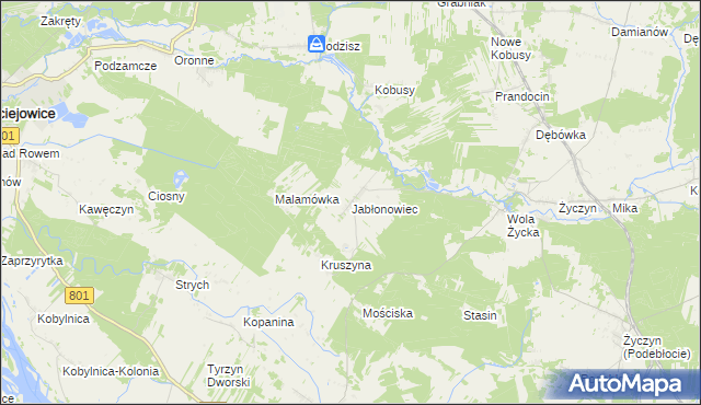 mapa Jabłonowiec gmina Trojanów, Jabłonowiec gmina Trojanów na mapie Targeo