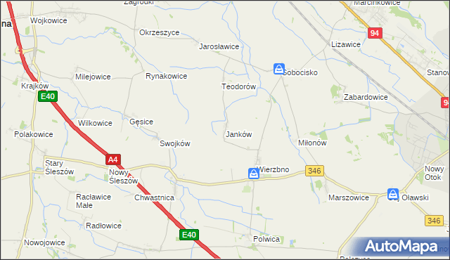 mapa Janków gmina Domaniów, Janków gmina Domaniów na mapie Targeo