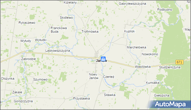 mapa Janów powiat sokólski, Janów powiat sokólski na mapie Targeo