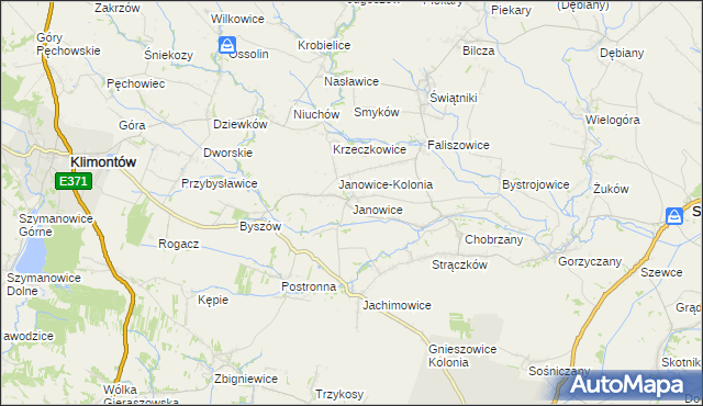 mapa Janowice gmina Samborzec, Janowice gmina Samborzec na mapie Targeo