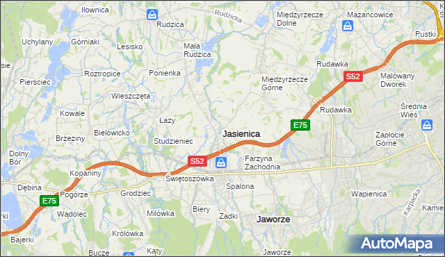mapa Jasienica powiat bielski, Jasienica powiat bielski na mapie Targeo