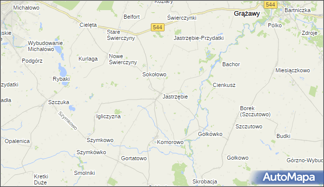 mapa Jastrzębie gmina Bartniczka, Jastrzębie gmina Bartniczka na mapie Targeo