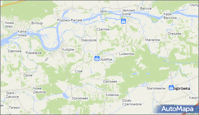 mapa Józefów gmina Dąbrówka, Józefów gmina Dąbrówka na mapie Targeo