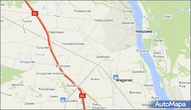 mapa Józefowo gmina Waganiec, Józefowo gmina Waganiec na mapie Targeo