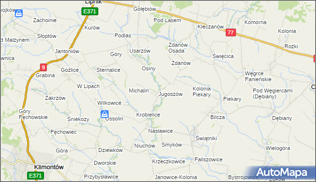 mapa Jugoszów, Jugoszów na mapie Targeo