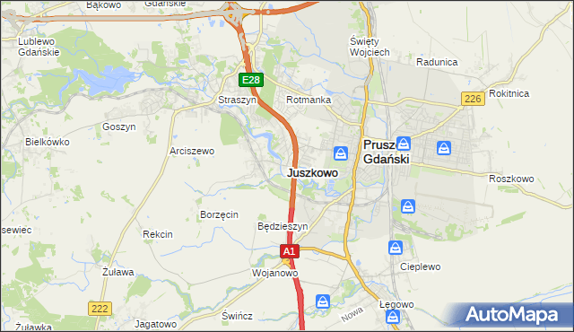 mapa Juszkowo, Juszkowo na mapie Targeo
