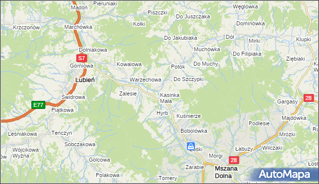 mapa Kasinka Mała, Kasinka Mała na mapie Targeo