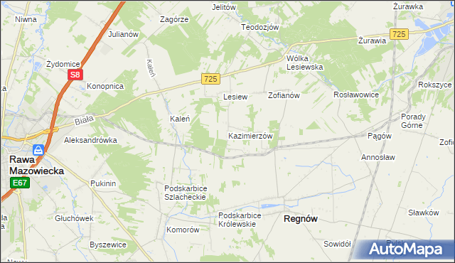 mapa Kazimierzów gmina Regnów, Kazimierzów gmina Regnów na mapie Targeo