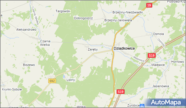 mapa Korzeniówka gmina Dziadkowice, Korzeniówka gmina Dziadkowice na mapie Targeo