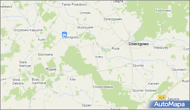 mapa Krery gmina Dzierzgowo, Krery gmina Dzierzgowo na mapie Targeo