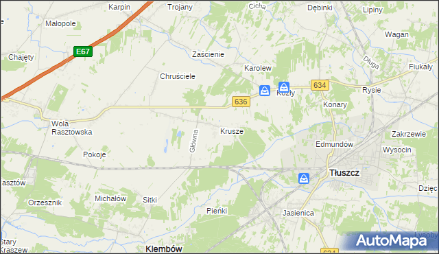 mapa Krusze gmina Klembów, Krusze gmina Klembów na mapie Targeo