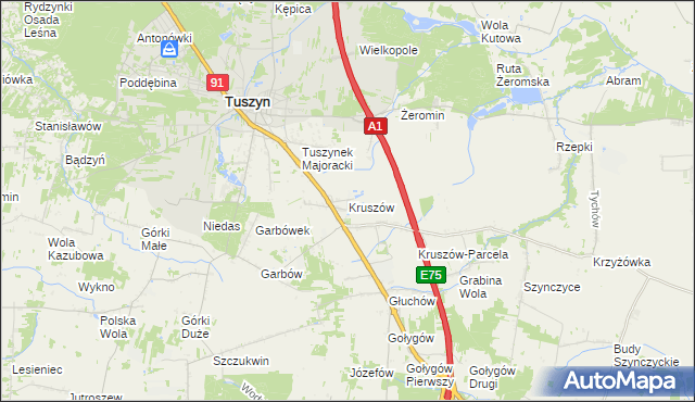 mapa Kruszów, Kruszów na mapie Targeo