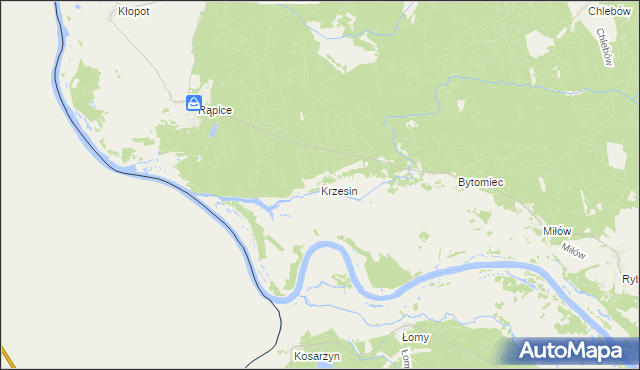 mapa Krzesin gmina Cybinka, Krzesin gmina Cybinka na mapie Targeo