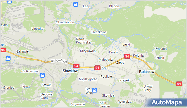 mapa Krzykawa, Krzykawa na mapie Targeo