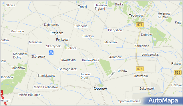 mapa Kurów-Parcel, Kurów-Parcel na mapie Targeo