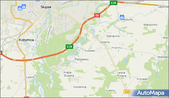 mapa Kusowo gmina Słupsk, Kusowo gmina Słupsk na mapie Targeo