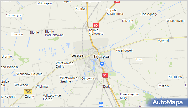 mapa Łęczyca, Łęczyca na mapie Targeo