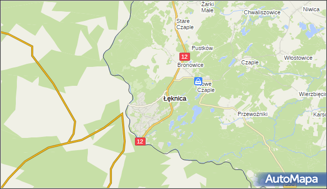 mapa Łęknica powiat żarski, Łęknica powiat żarski na mapie Targeo