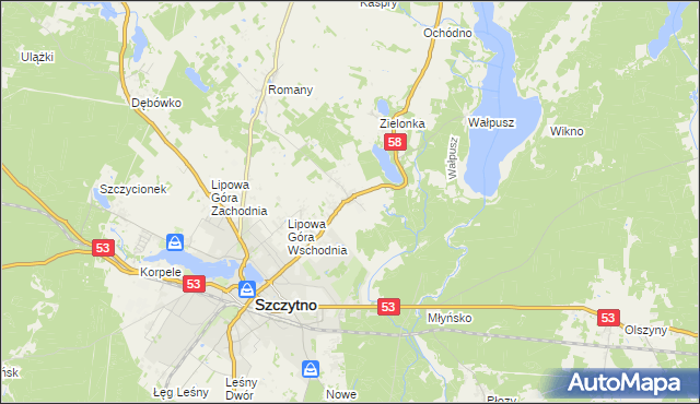 mapa Lemany gmina Szczytno, Lemany gmina Szczytno na mapie Targeo