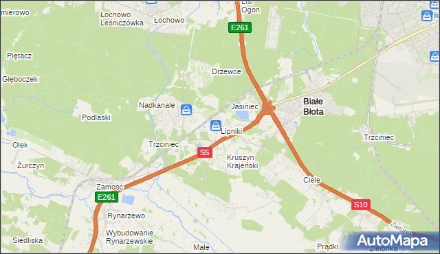 mapa Lipniki gmina Białe Błota, Lipniki gmina Białe Błota na mapie Targeo